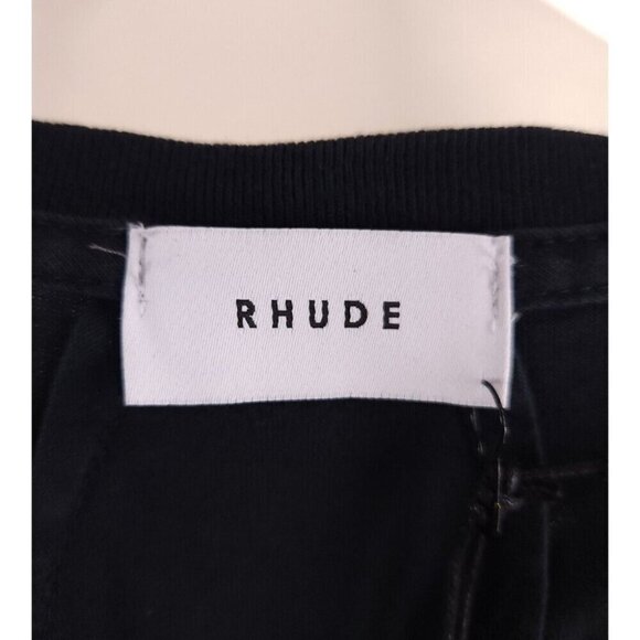 Rhude Logo Embroidered T-Shirt XS Mens Black Cotton Tee - Picture 9 of 11